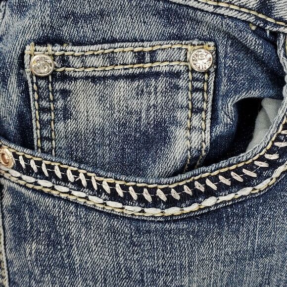 Revolt blue jeans, size 12, bling..Light distressed. Y2K Enbrodery. - Picture 3 of 11